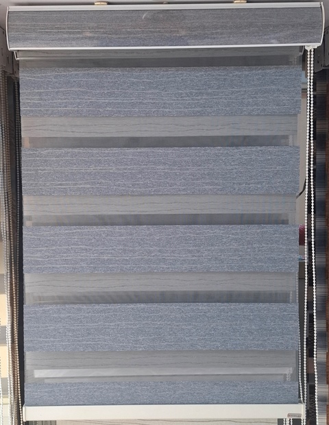 Elegance Grey Day and Night Window Blind with Golden stripes